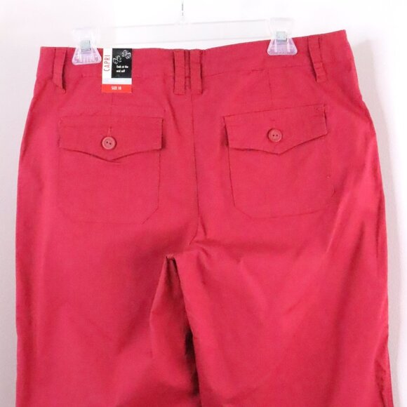 New Fashion Bug Women's 10 Red Cotton Stretch Y2K Drawstring Capri Pants - Picture 5 of 10